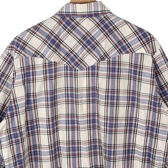 Vintage Wrangler Shirt Mens XL Western Pearl Snap Plaid Long Sleeve Pointed Yoke - Picture 6 of 9